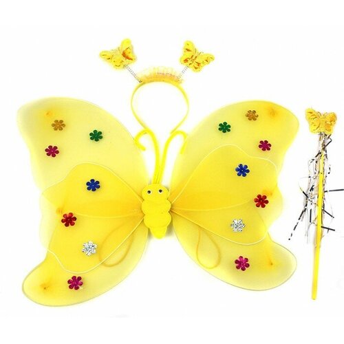 фото Крылья феи, бабочки, с палочкой и ободком, цвет желтый смехторг