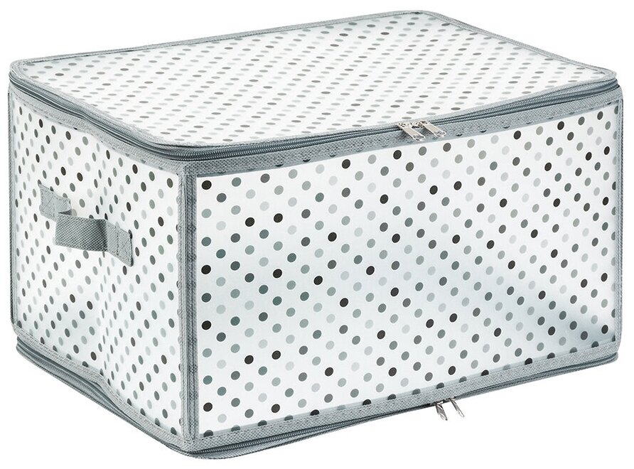 Кофр складной / органайзер / коробка для хранения вещей 40х30х25 см EL Casa Горошек на серебре с крышкой на молнии