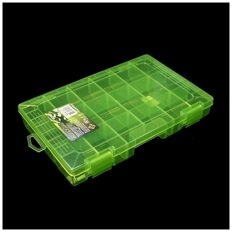 Коробка HitFish BOX 18 отделений (цв. зелёный, 275 x 180 x 42 мм), HFBOX-3022