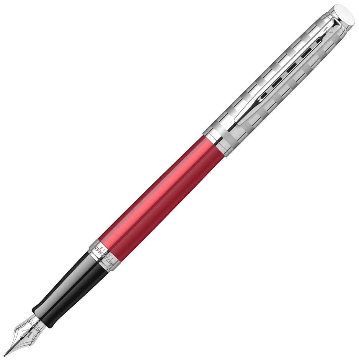 Ручка Waterman перьев. Hemisphere Deluxe (2117789) Marine Red F сталь нержавеющая подар.кор.
