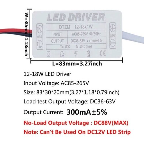 LED Driver Светодиодный драйвер12-18x1w 300mA 50 шт лот pt4115 sot 89 pt4115 89e драйвер ic понижающий преобразователь светодиодный чип привода постоянного тока new spot
