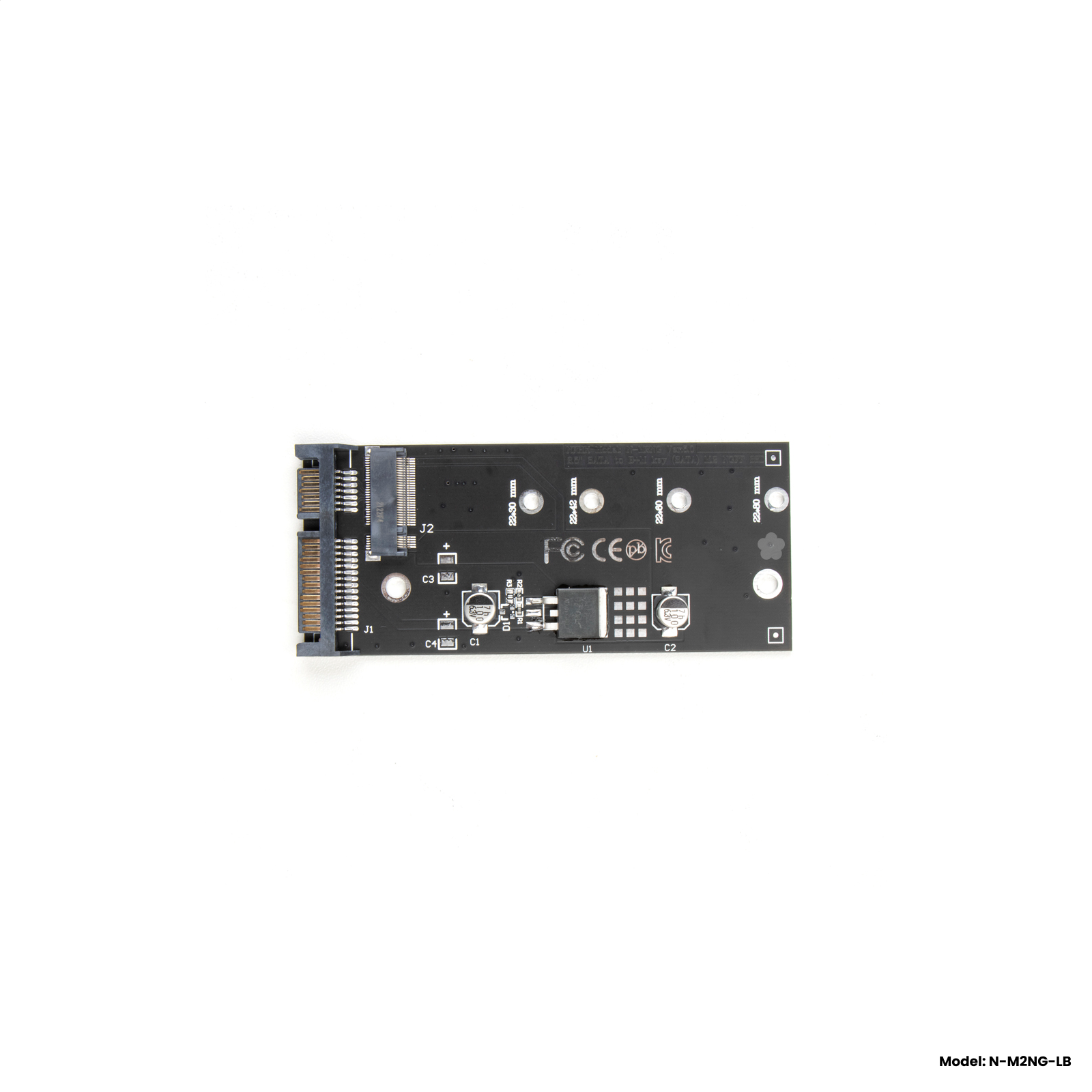 Адаптер-переходник для установки SSD M2 SATA (B+M key) в разъем 25" SATA черный NFHK N-M2NG-LB