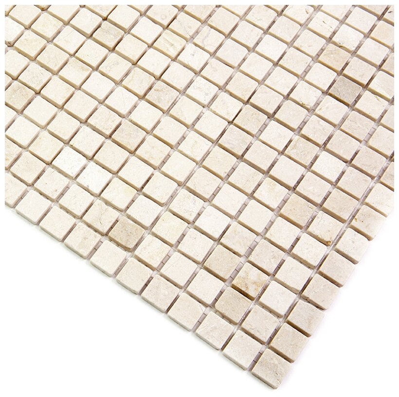 Мозаика из мрамора Natural Mosaic 4M025-15T-(Crema-Marfil) 4 мм бежевый светлый квадрат матовый - фотография № 2