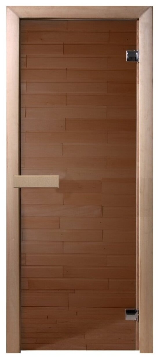 Дверь для бани стеклянная Бронза 1900х700 мм хвоя, ручки и петли и коробка в комплекте