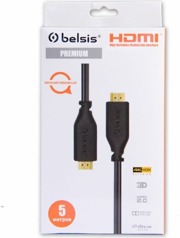 Кабель HDMI v.2.0, вилка - вилка, 2.0 м., черный, Цветная коробка Belsis - фото №8