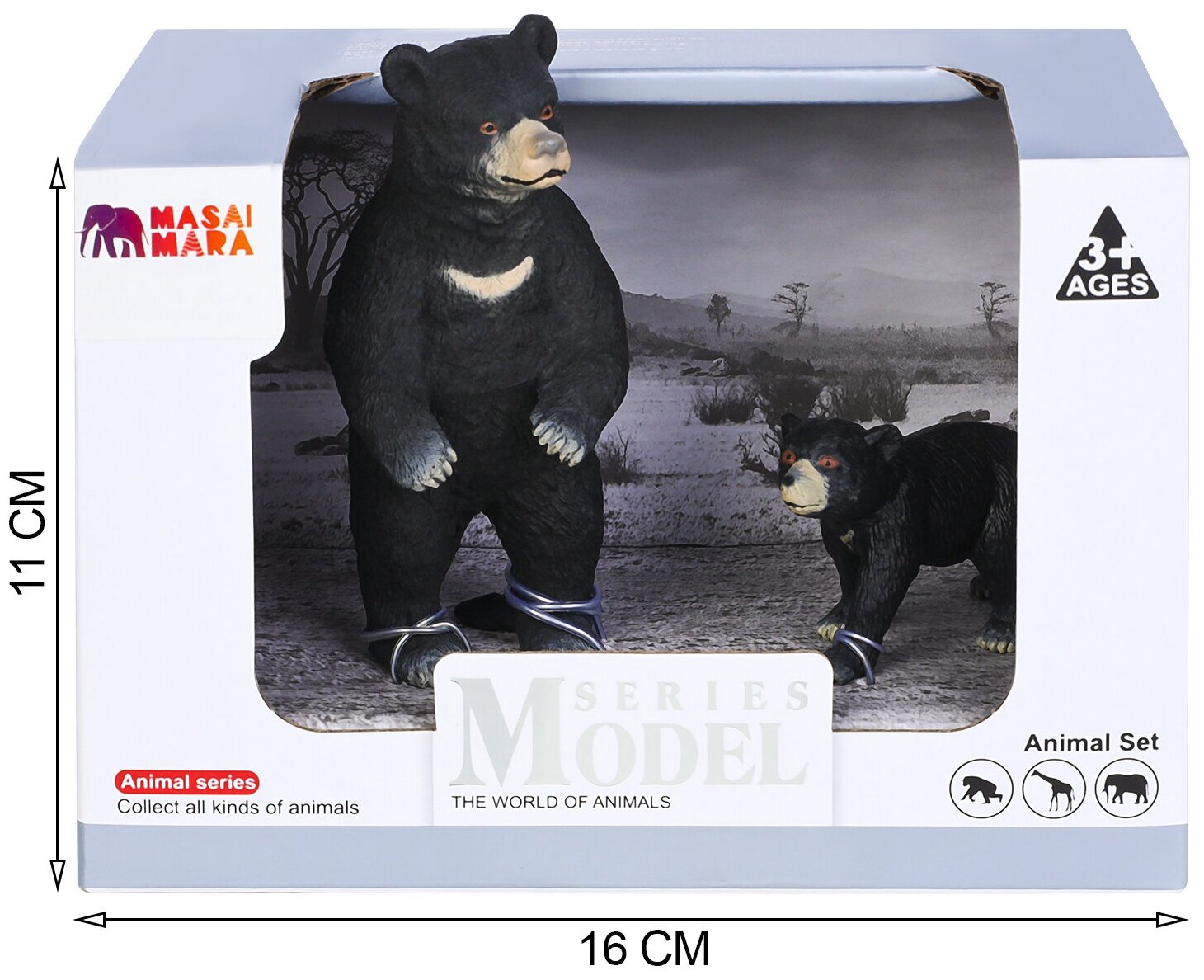 Набор фигурок животных серии "Мир диких животных": Семья гималайских медведей, 2 предмета