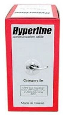 Кабель UTP indoor 4 пары категория 5e Hyperline UUTP4-C5E-S24-IN-PVC-GY-305 одножильный 24AWG серый 305м