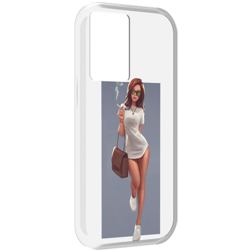 Чехол MyPads девушка-в-белой-футболке женский для OnePlus Nord N20 SE задняя-панель-накладка-бампер
