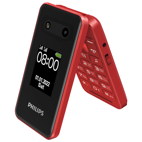 Телефон Philips Xenium E2602, 2 SIM, красный сотовый телефон philips xenium e2602 dark grey