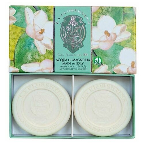 La Florentina Набор фигурного мыла с маслом ши, оливковым маслом и Свежей магнолии Sculpted Soap Set Fresh Magnolia, , 115 гр х 2 шт la florentina набор свежая магнолия