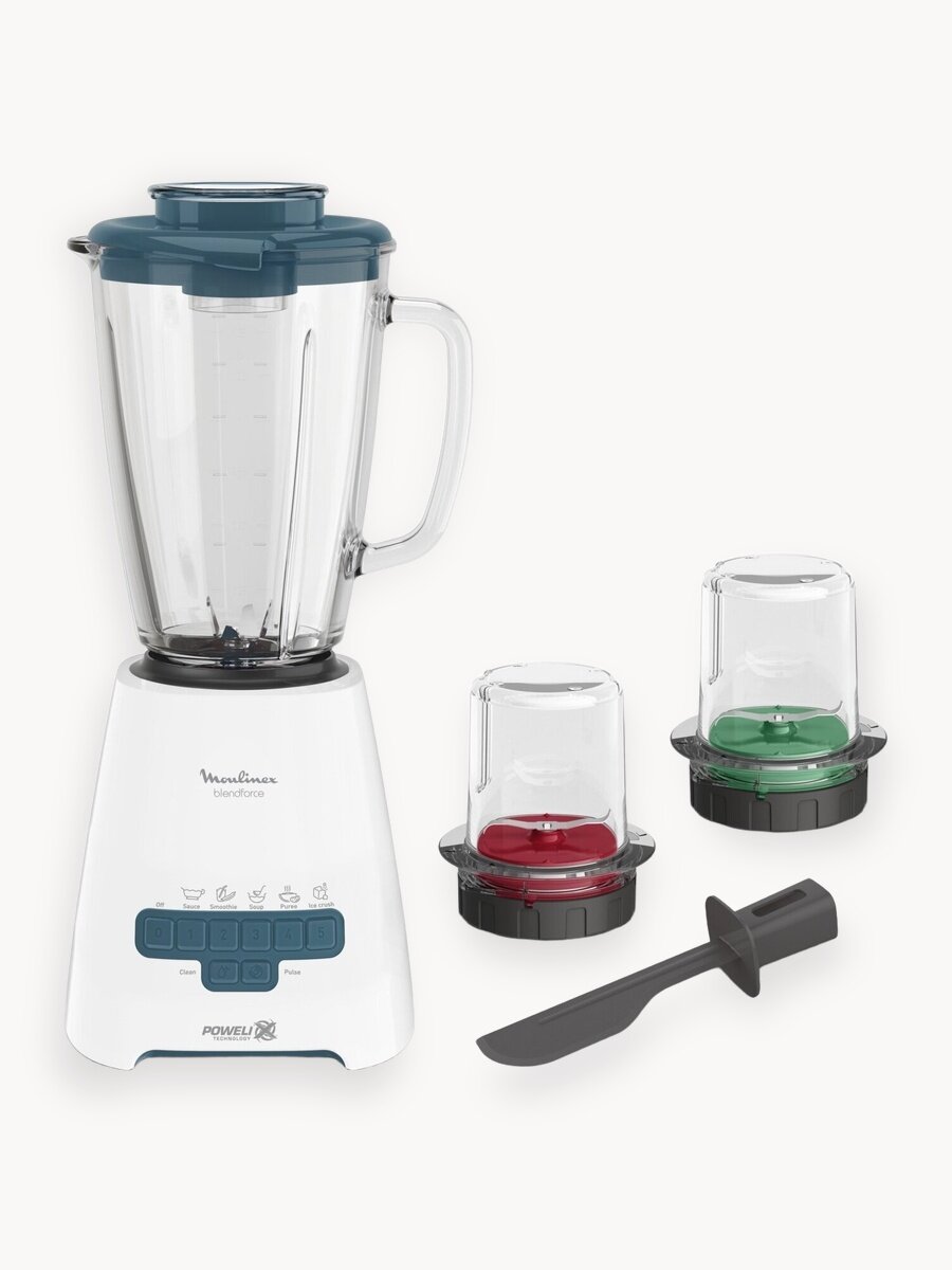 Блендер стационарный Moulinex Blendforce 2 Piano LM488410, 800 Вт, объём чаши 1.75 л, 5 программ