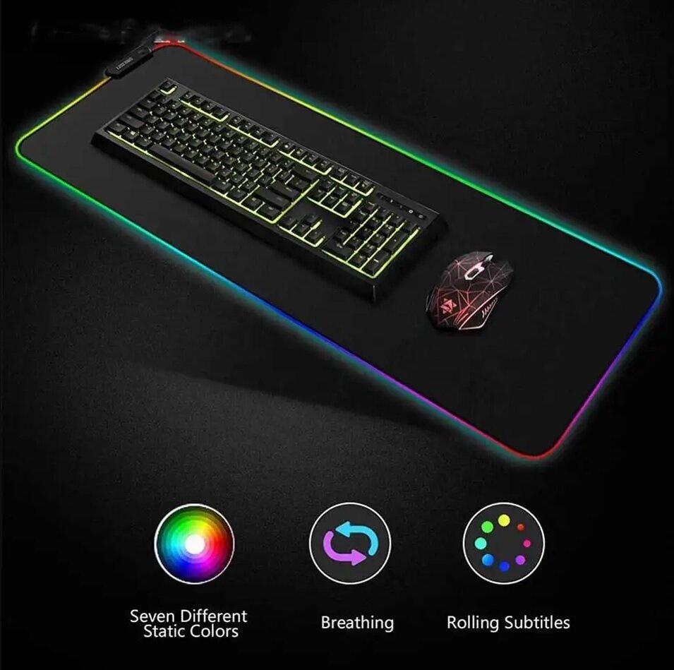 Игровой коврик для мыши большой, подсветка, размеры 800*300 — фото 1