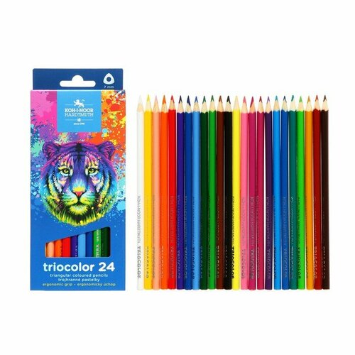 Карандаши 24цв K-I-N 3134 Triocolor tiger, трехгранные, карт/уп карандаши 24цв k i n 3134 triocolor tiger трехгранные карт уп