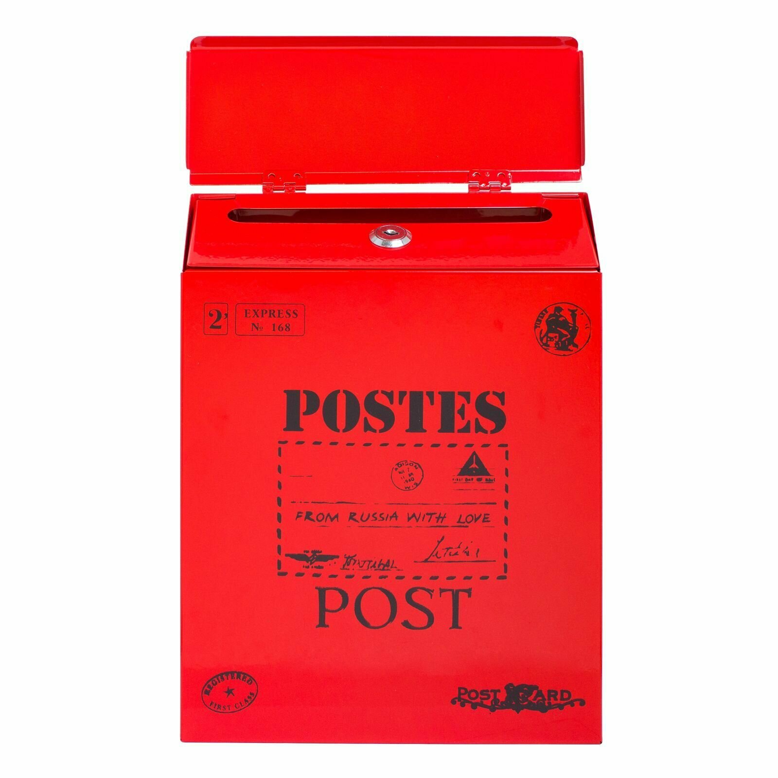 Почтовый ящик с замком уличный металлический для дома аллюр №3010 красный - фотография № 3