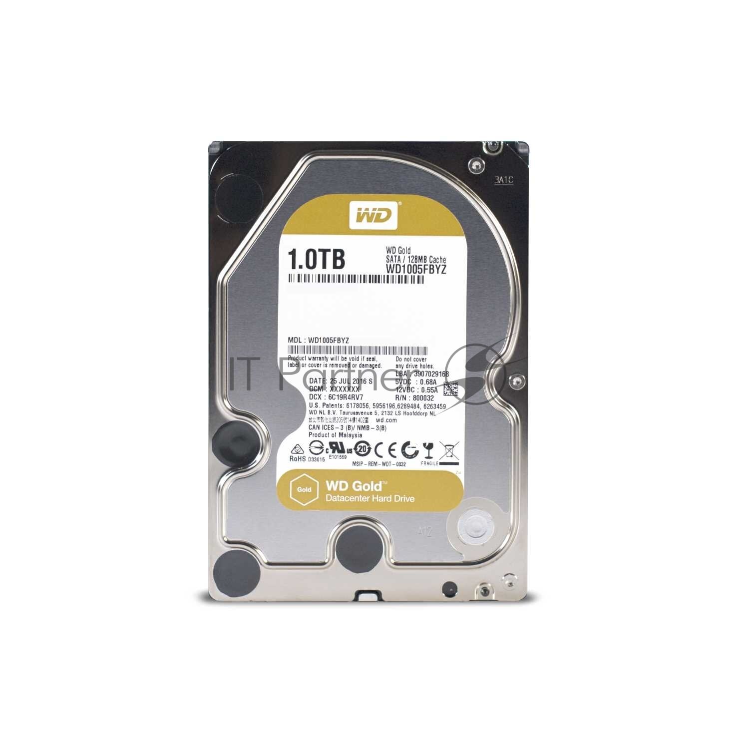 Жесткий диск 3.5" 1Tb 7200rpm 128Mb cache Western Digital Gold SATA WD1005FBYZ - фото №16