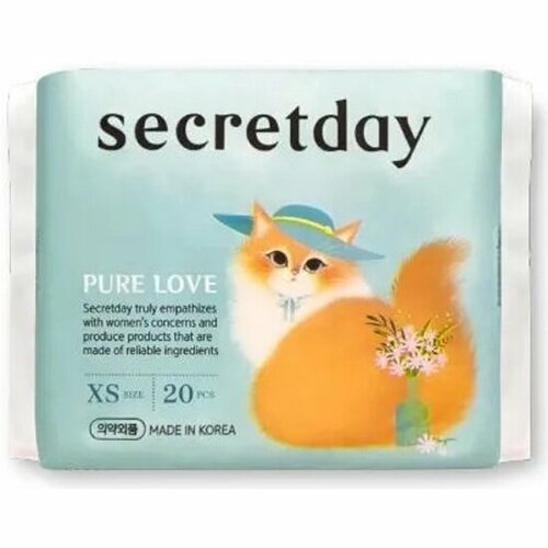 Ультратонкие дышащие ежедневные прокладки Secret Day Pure Love XS, 20 шт