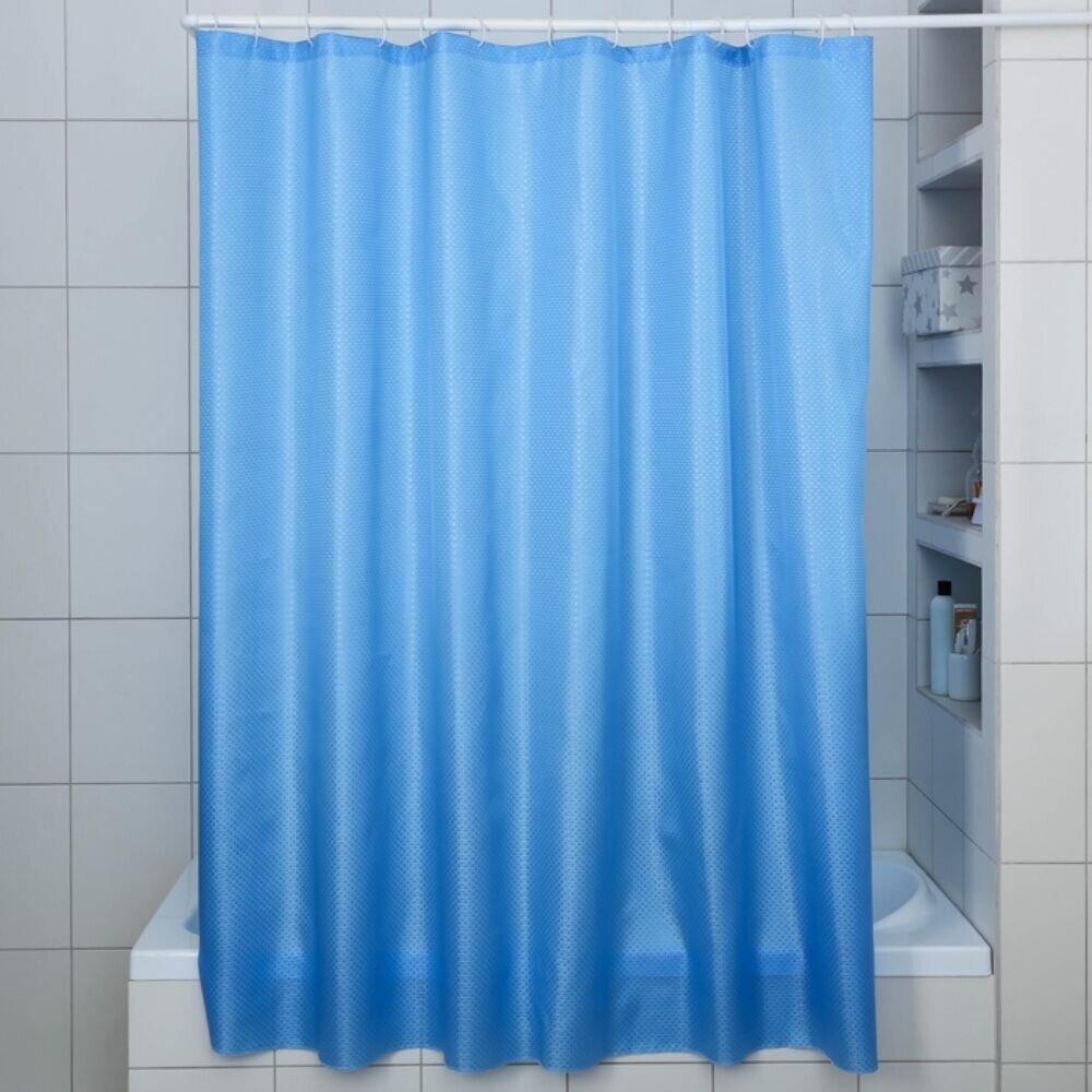 фото Штора д/ванной-душа, текстиль/полиэстер, 180 х 200 см, Голубая F8652