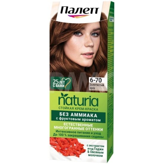 Крем-краска для волос Palette Naturia 6-70 золотистый орех