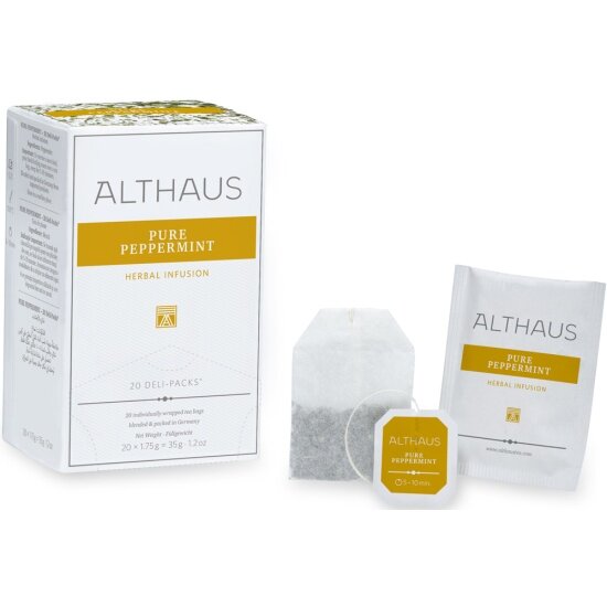 Чай травяной Althaus Pure Peppermint / Чистая Мята, на основе растительного сырья, 20 пакетиков