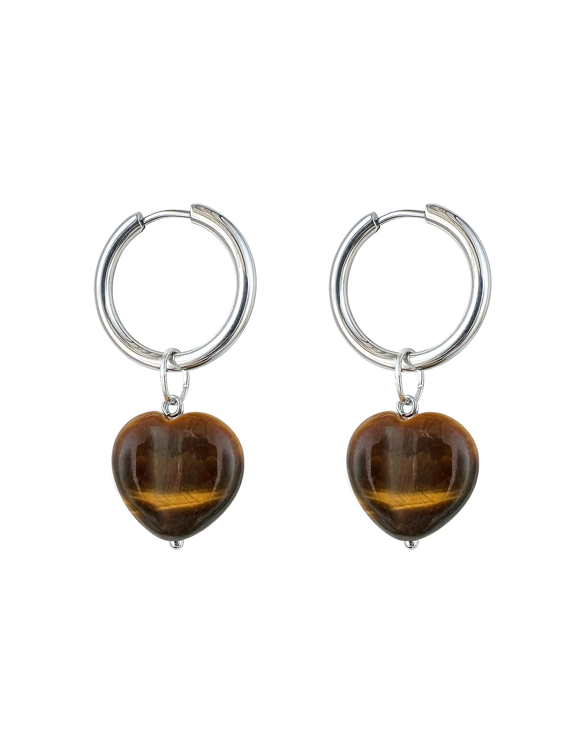 Серьги конго, с подвесками, тигровый глаз