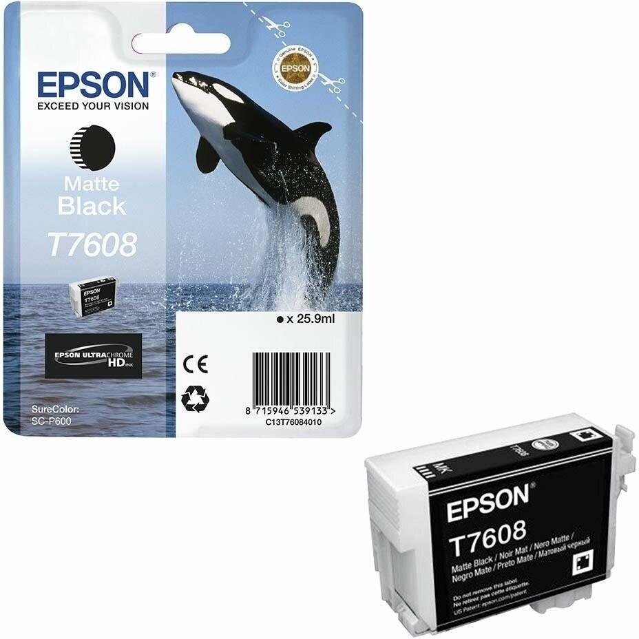 Картридж EPSON T7608 черный матовый [c13t76084010] - фото №9