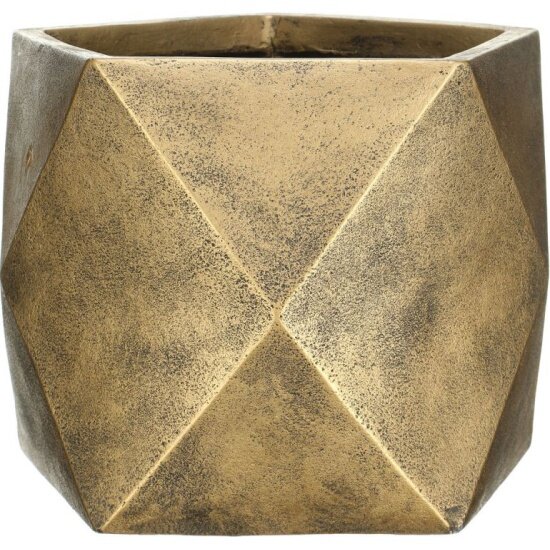 Горшок для цветов Idealist Lite Геометри напольный  файберстоун  золотой  Ш38 Д38 В30 см  43 литра