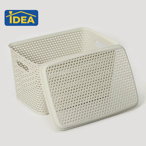 Изображение товара Ящик для хранения вещей IDEA «Ротанг», 23 л, 45×30×26,5 см, с крышкой, белый
