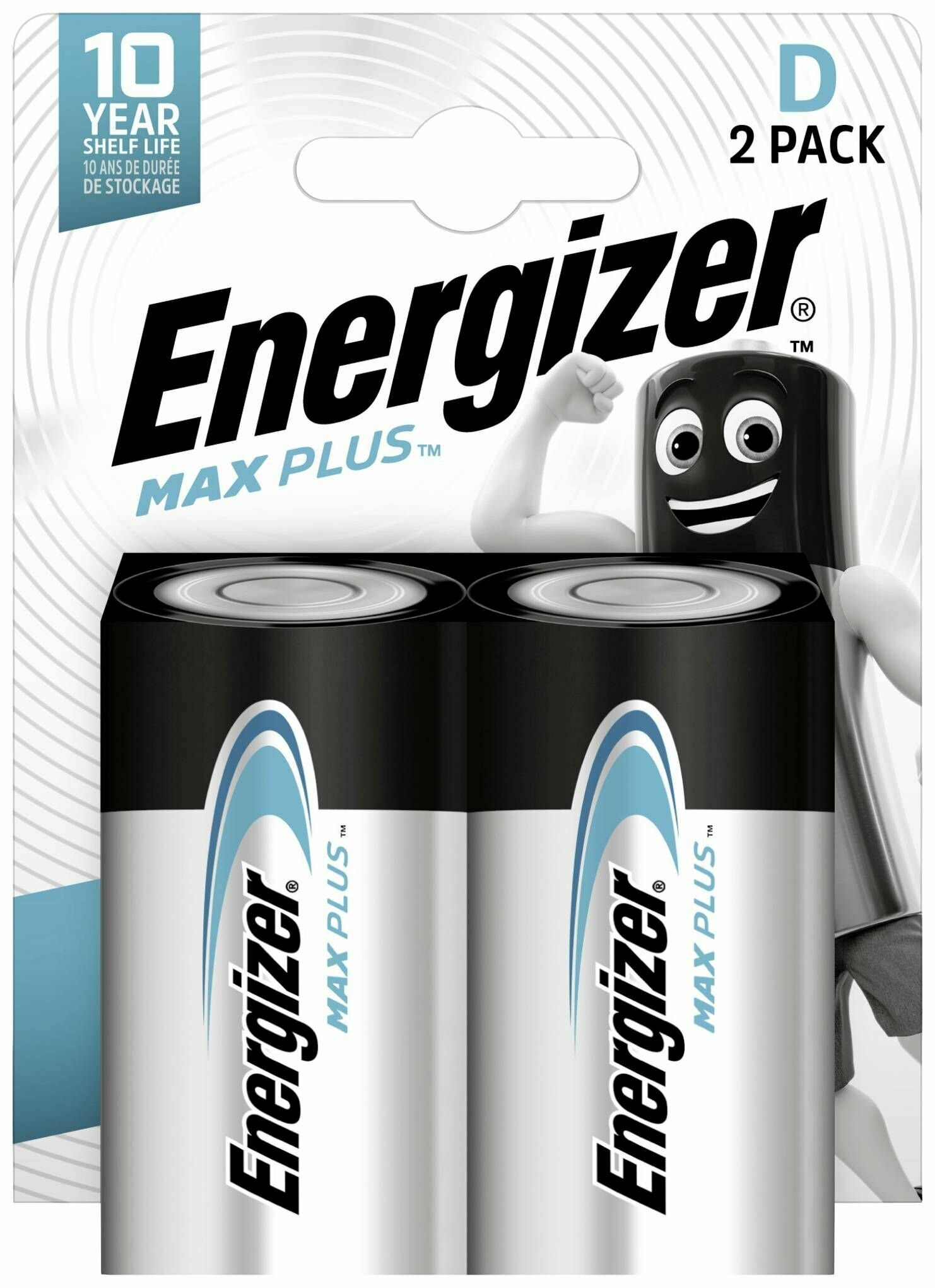 Батарейка Energizer Max Plus D / LR20, 2 шт, щелочная, алкалиновая