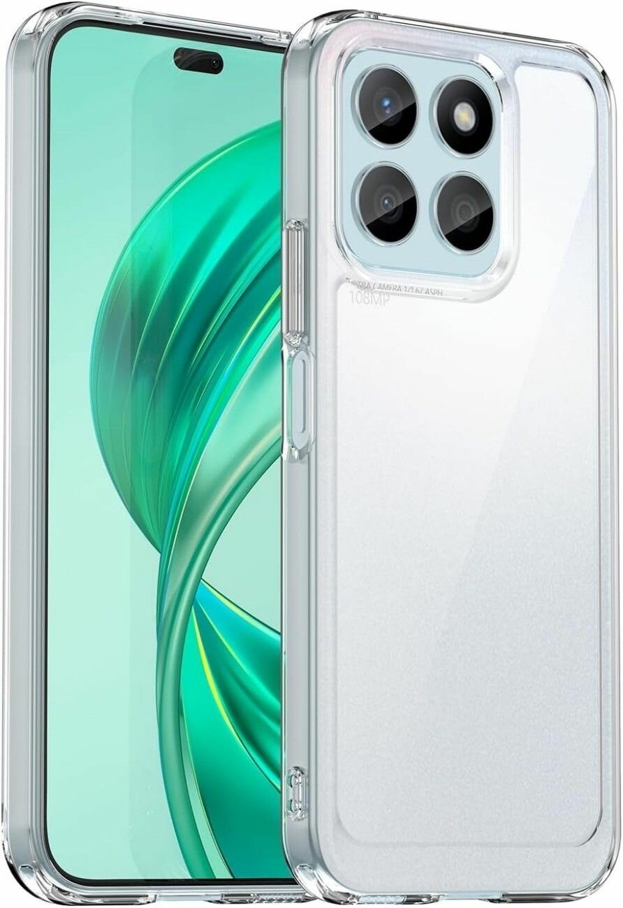 Чехол на Honor X8c пластиковый с силиконовой окантовкой прозрачный