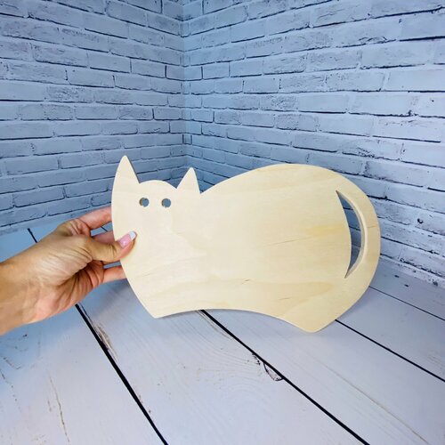 Разделочная доска Хохлома Кот фигурная фанера без росписи 30 см x 20 см 390₽