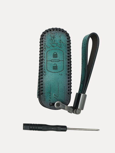 Изображение товара Чехол для автомобильного ключа Mazda (Мазда) Цвет Зеленый нить Черная
