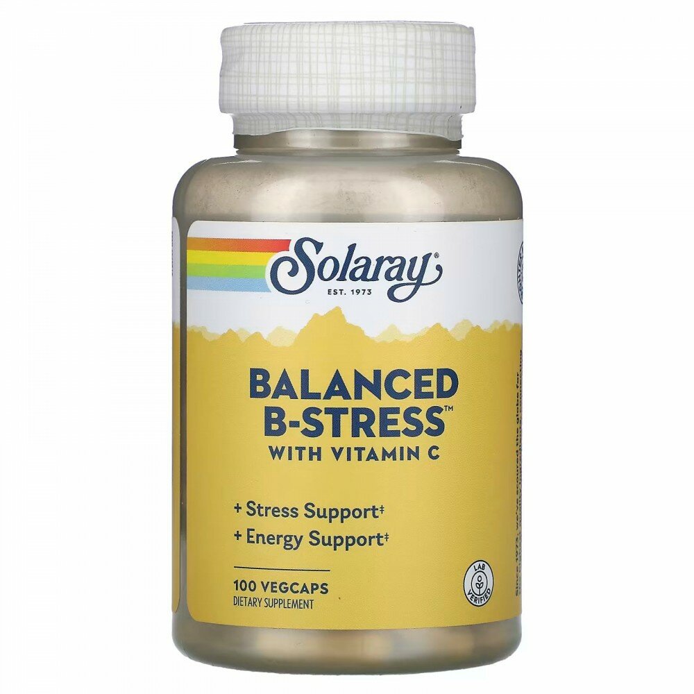 Solaray Balanced B-Stress with Vitamin C (Б-Комплекс с витамином С) 100 вег капсул (Solaray) — фото 1