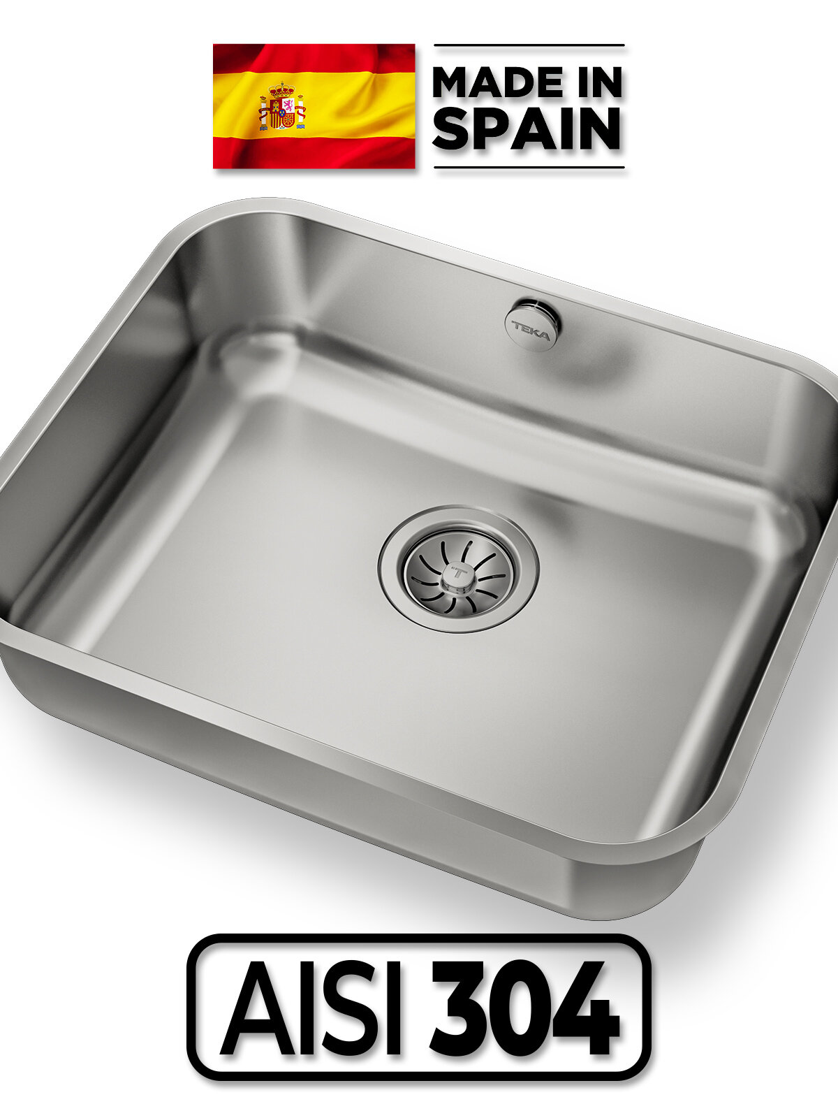 Мойка для кухни TEKA BE 50.40.20 MAX POLISHED из нержавеющей стали 304, подстольный монтаж