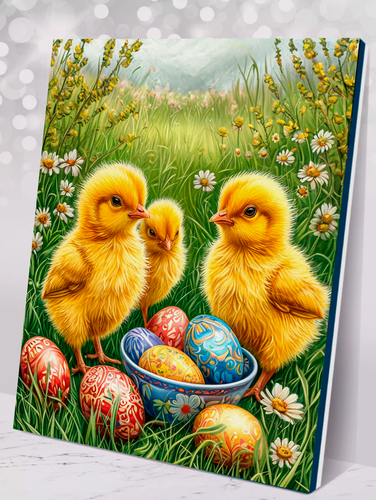 Изображение товара Картина по номерам "Пасхальные цыплята" 40х50 см, хлопковый холст на подрамнике, акрил, Hobby Home