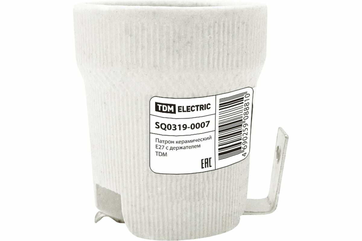Патрон керамический E27 с держателем TDM {SQ0319-0007} (1 шт)
