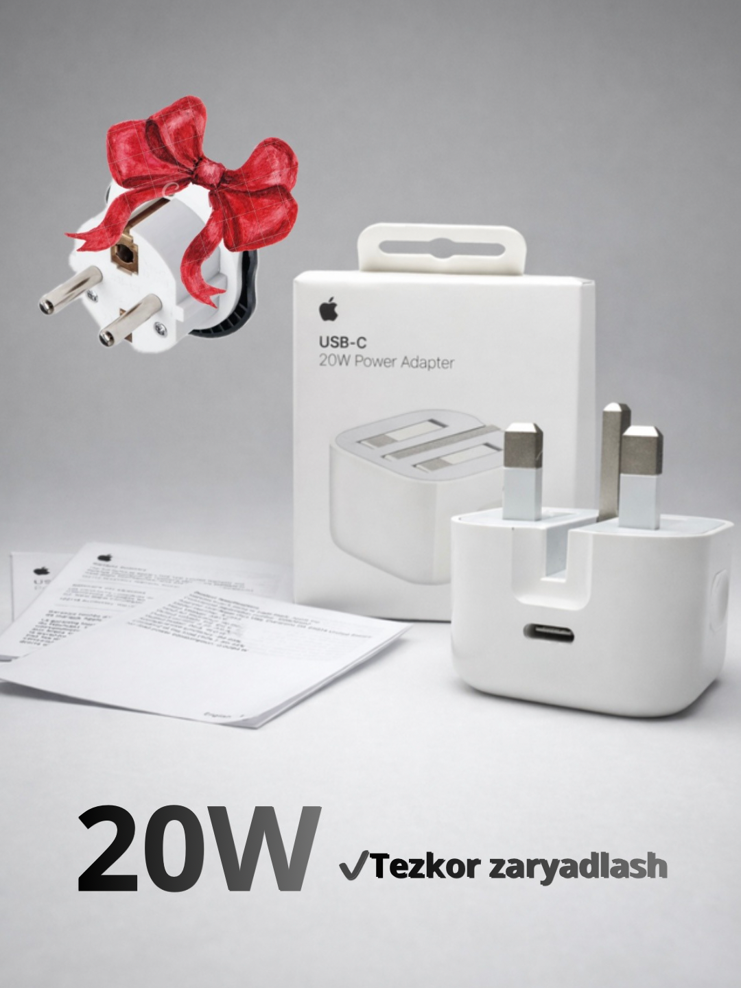 Apple iPhone зарядное устройство 20W оригинальный адаптер, быстрая и безопасная зарядка для всех моделей iPhone и Apple