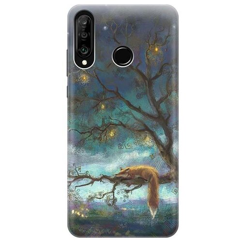 фото Cиликоновый прозрачный чехол artcolor для huawei p30 lite / honor 20s / honor 20 lite с принтом "лиса на дереве" re:pa