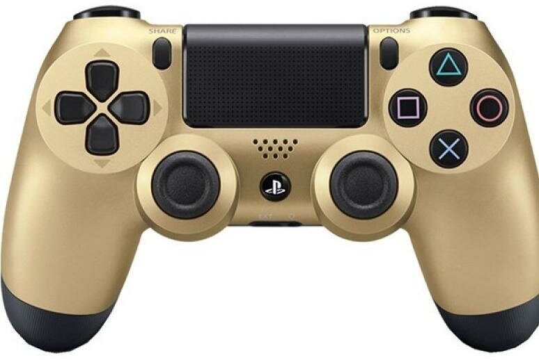 Беспроводной геймпад для PlayStation 4 (Оригинал), модель Золотой (Gold) V2. Джойстик совместимый с PS4, PC и Mac, Apple, Android.