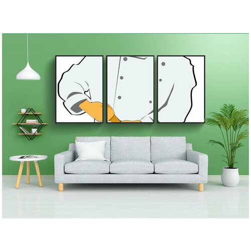 фото Набор модулных постеров для интерьера "повар, жарка, рыбы" 60x90 см. в тубусе, без рамки lotsprints