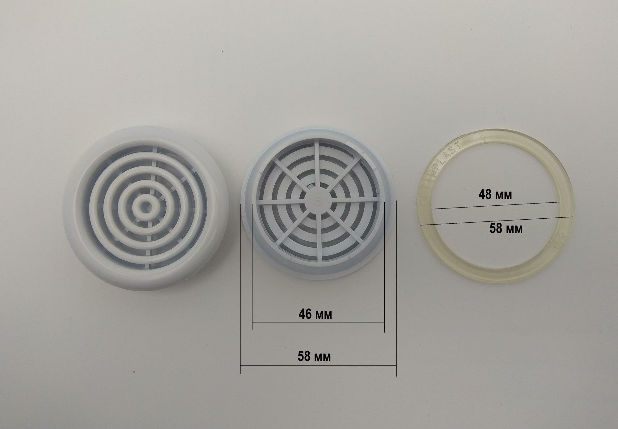 Вентиляционная решётка, диффузор для натяжного потолка с термокольцом D48 мм, белая-Упаковка 5 шт - фотография № 2