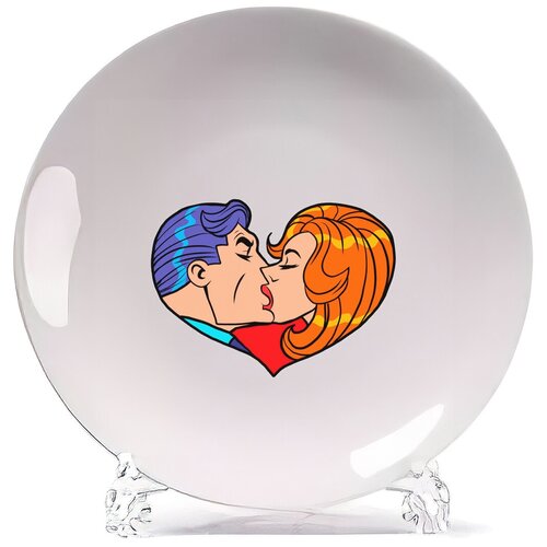 фото Тарелка coolpodarok илюстрация поп арт поцелуй