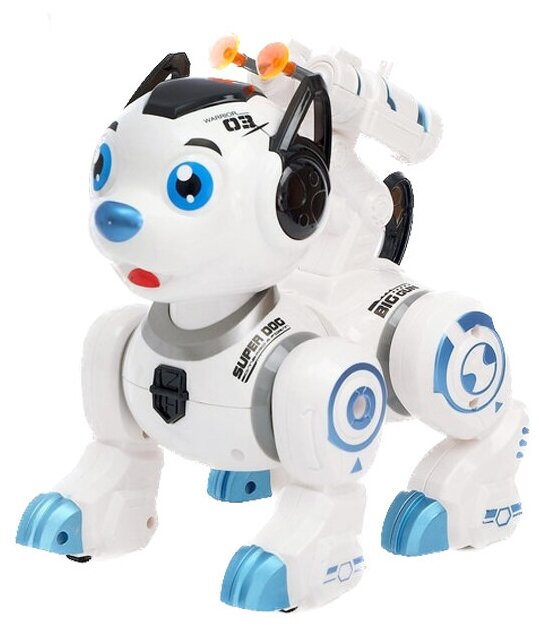 Робот-собака «Рокки» ТероПром, 4388179, стреляет, световые эффекты, работает от батареек, цвет синий