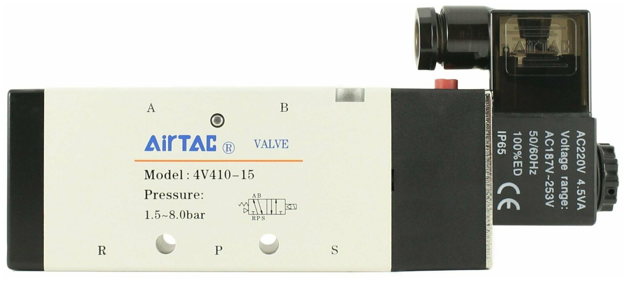 Пневмораспределитель Airtac 4V410-15 (4V41015AG) 5/2, G1/2 с катушкой 220 VAC.