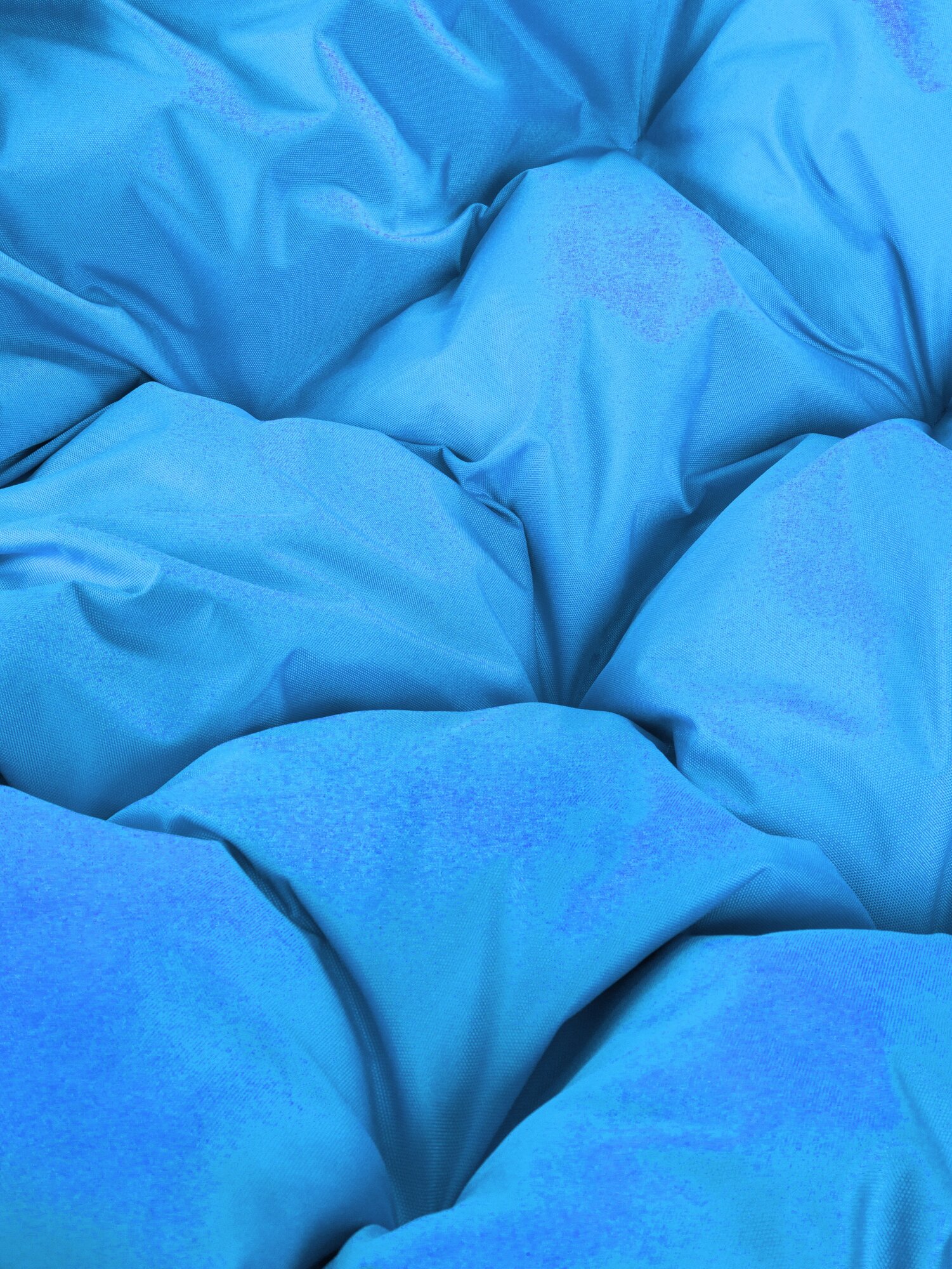 Вращающееся кресло круг с ротангом серое, голубая подушка - фотография № 16