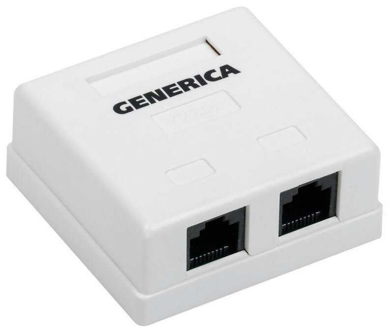 Розетка информационная RJ45 кат.5е UTP 2 порта настенная GENERICA ITK CS2-1C5EU-22-G