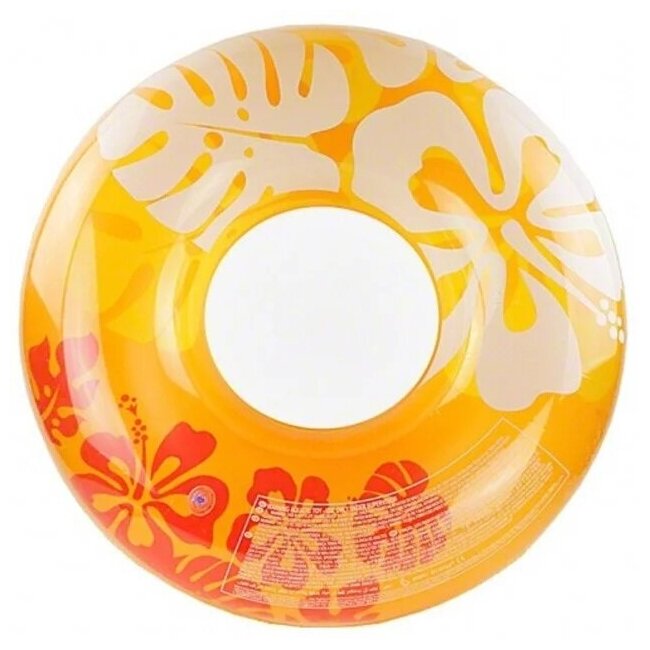 Круг для плавания Intex 59251 "Clear Color Tubes" 91см 9+ оранжево-желтый
