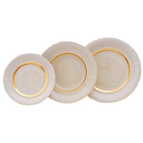 фото Набор тарелок 18 предметов (19, 23, 25 см) leander "соната /золотая лента /ск" / 085520