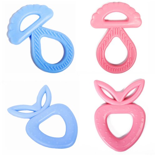 Прорезыватели силиконовые для зубов, комплект - 4 штуки