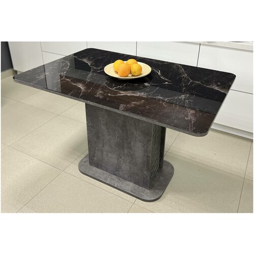 Стол обеденный Мемфис раздвижной, 120 х 80 х 75, Мрамор серый/бетон светлый