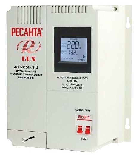 Стабилизатор напряжения однофазный РЕСАНТА LUX АСН-5000Н/1- Ц (5 кВт) - фотография № 2